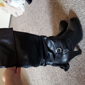 Black thigh high boots size 9